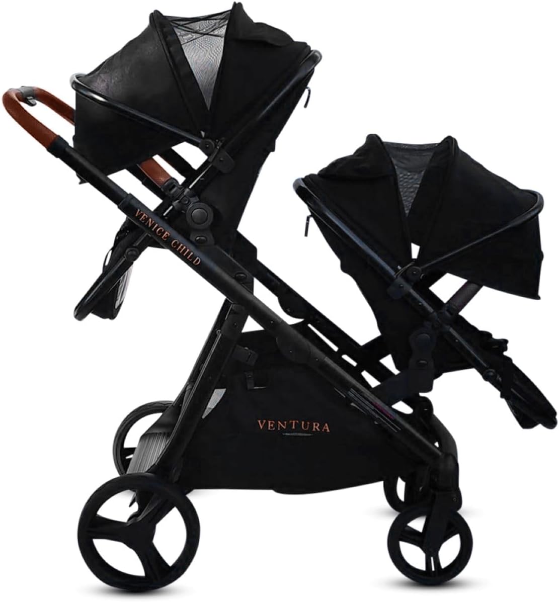 Venice Child Midnight Ventura Single to Double Sit-and-Stand Stroller & 2nd Toddler Seat (Package # 3)