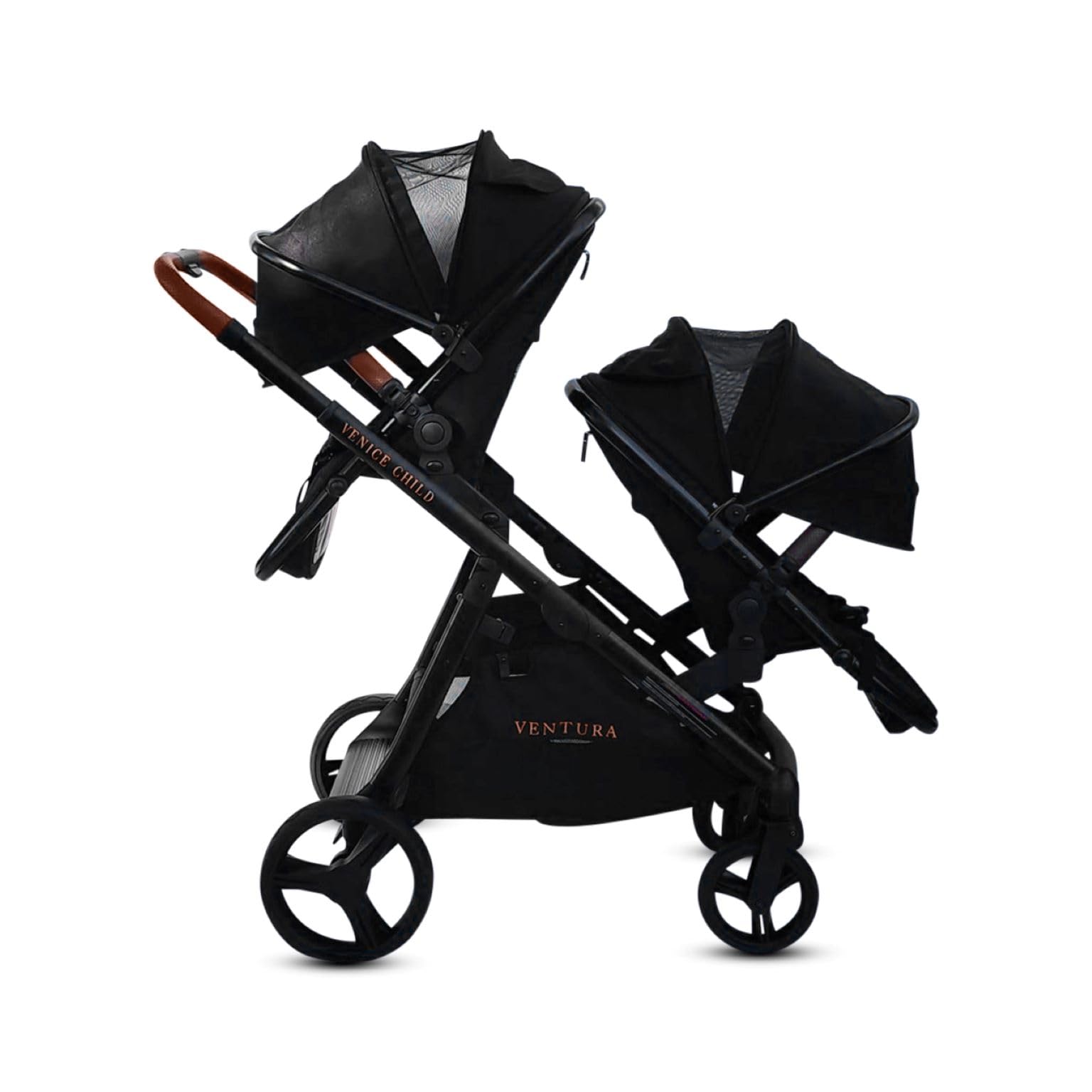 Venice Child Midnight Ventura Single to Double Sit-and-Stand Stroller & 2nd Toddler Seat (Package # 3)