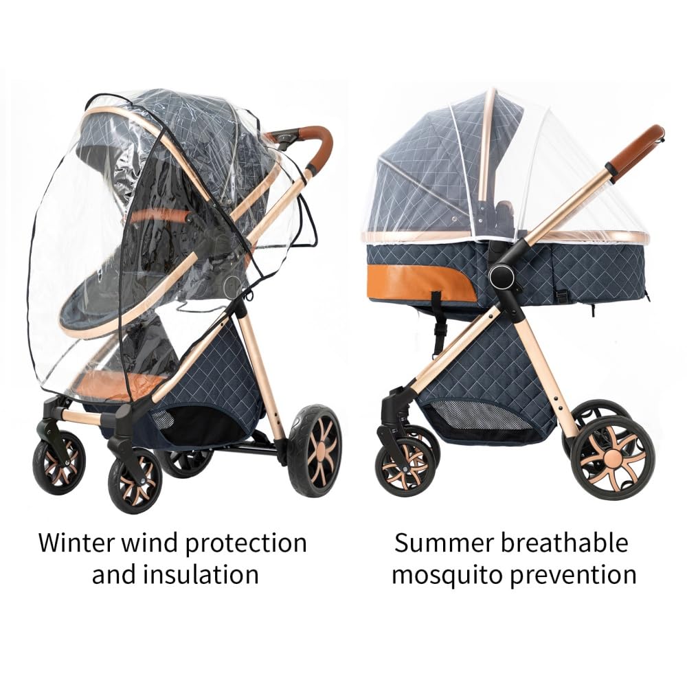 2 in 1 Baby Stroller,Infant Stroller Convertible,High Landscape Baby Carriage,Foldable Pushchair with Adjustable Canopy(White)