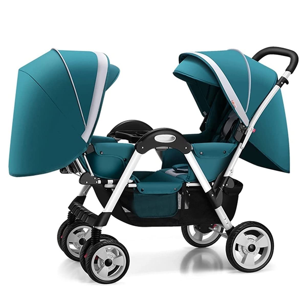 Double Stroller,Baby Stroller for Twins-Cozy Compact Twin Stroller,Double Infant Stroller with Tandem Seating,Oversized Canopy,Tandem Umbrella Stroller for Girls Boys (Color : Gray)