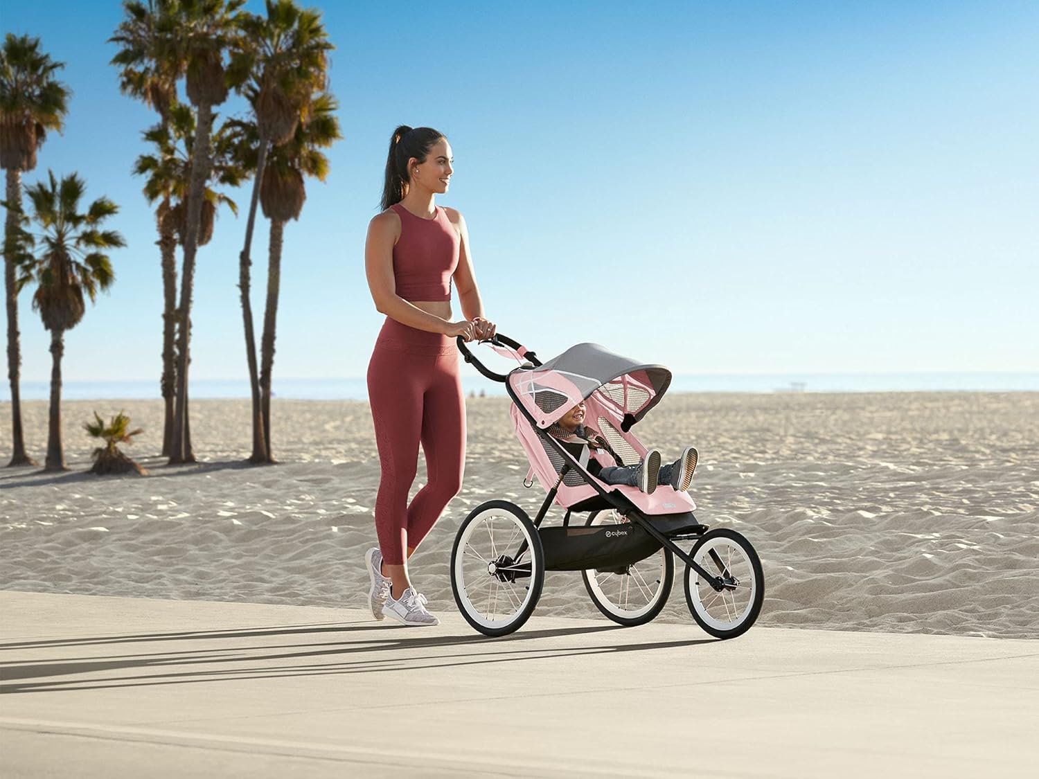 Cybex AVI Jogging Stroller Frame in Black + Pink