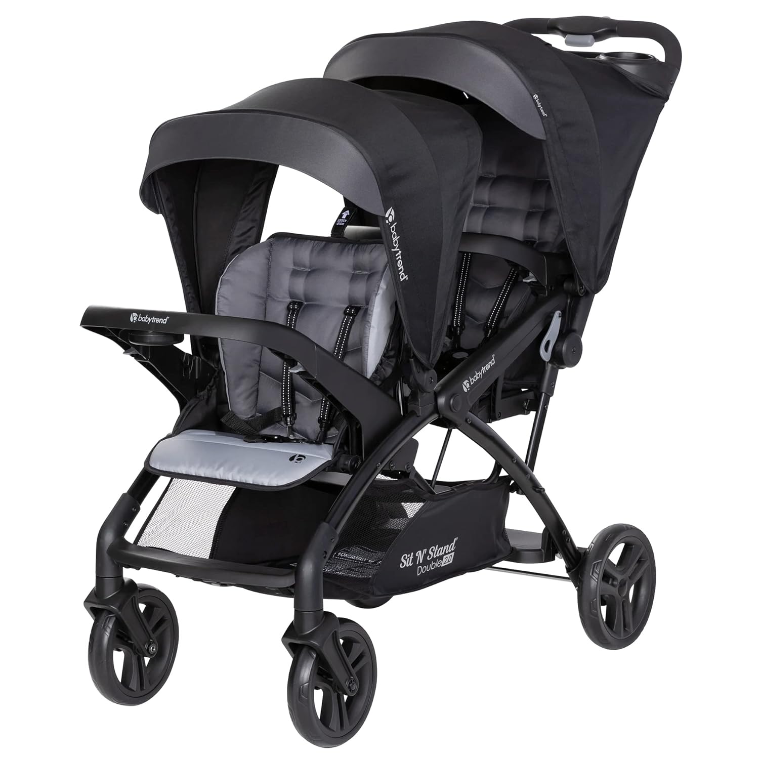 Baby Trend Infant and Toddler Double Stroller & Car Seat Combo, 2 Pc Set, Stormy - Lightweight and Compact Travel Stroller and Carseat Tandem for Babies, Infants, and Toddlers