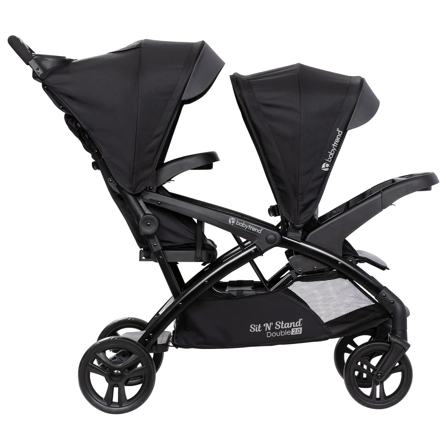Baby Trend Infant and Toddler Double Stroller & Car Seat Combo, 2 Pc Set, Stormy - Lightweight and Compact Travel Stroller and Carseat Tandem for Babies, Infants, and Toddlers