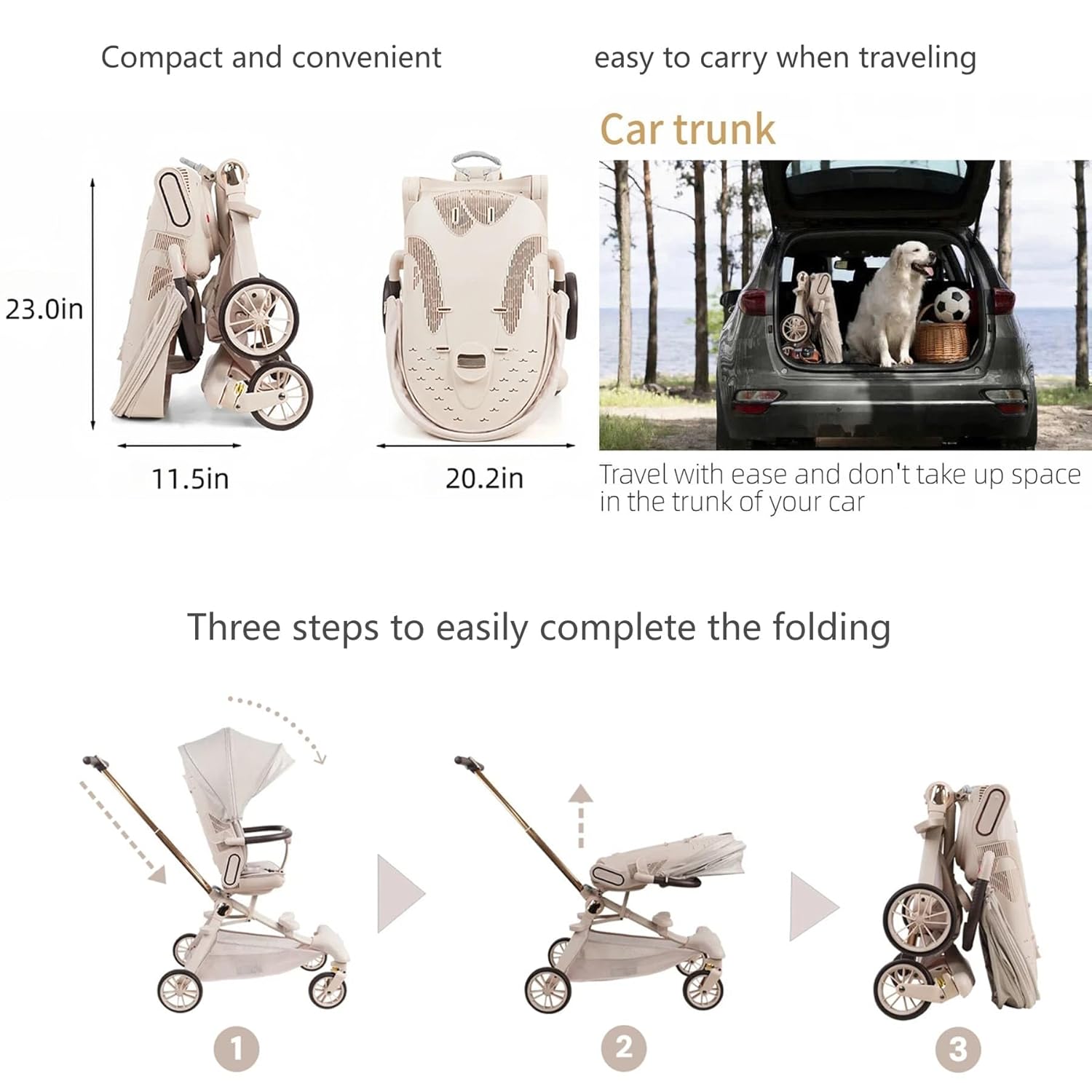 Lightweight Folding Stroller Wagon for Baby & Toddler Travel, 360° Reversible Seat, Adjustable Canopy with Storage Basket, Airplane-Friendly Compact Umbrella Stroller