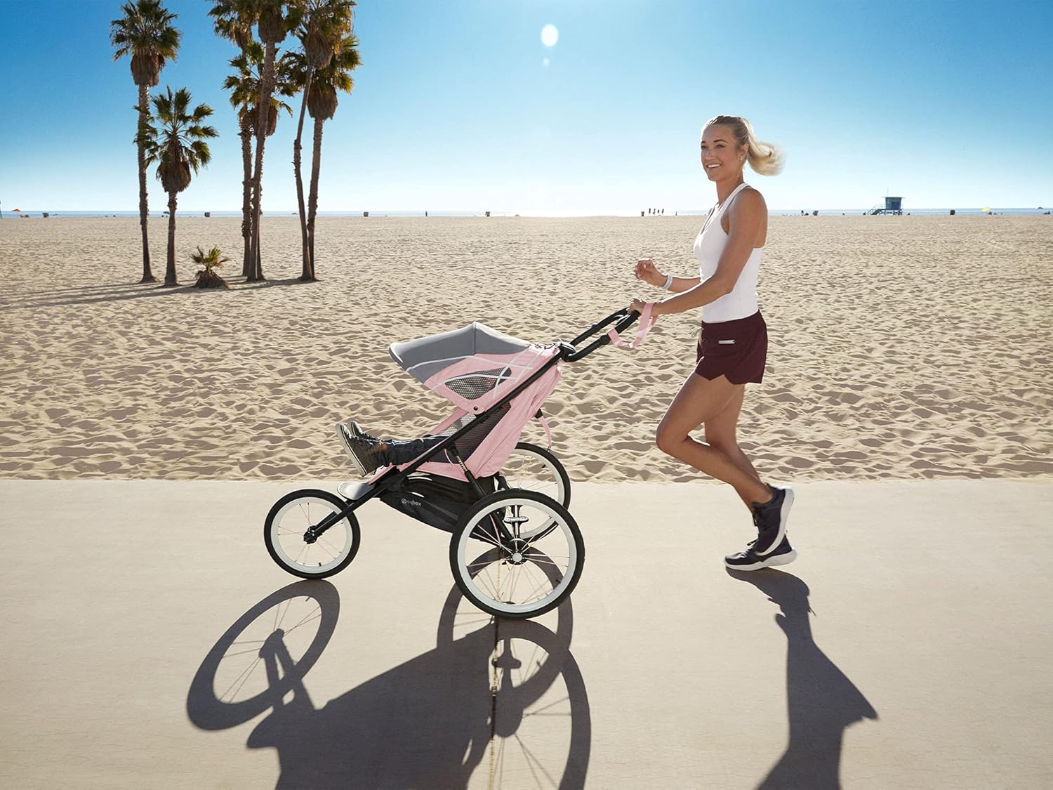 Cybex AVI Jogging Stroller Frame in Black + Pink