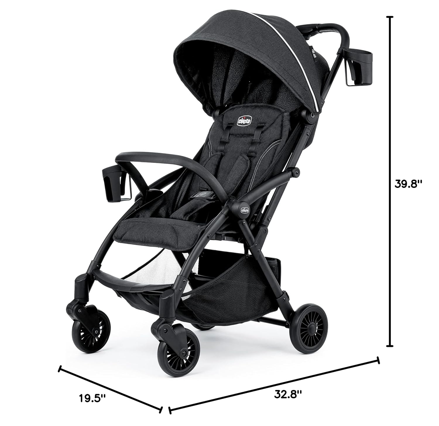 Chicco Presto Self-Folding, Compact Stroller with Canopy, Lightweight Aluminum Frame Umbrella Stroller, for Babies and Toddlers up to 50 lbs. | Graphite/Grey