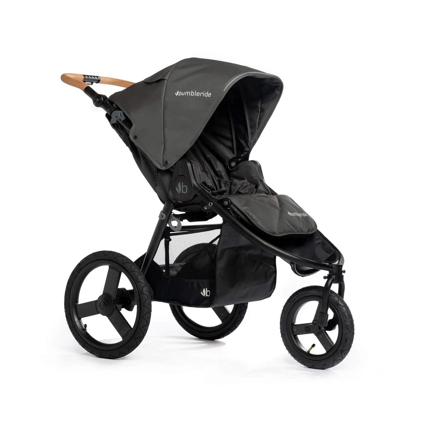 Bumbleride Speed Jogging Stroller - Eco-Friendly Stroller for Newborns and Toddlers with All-Wheel Suspension, Air-Filled Tires, and Steering Settings - Black