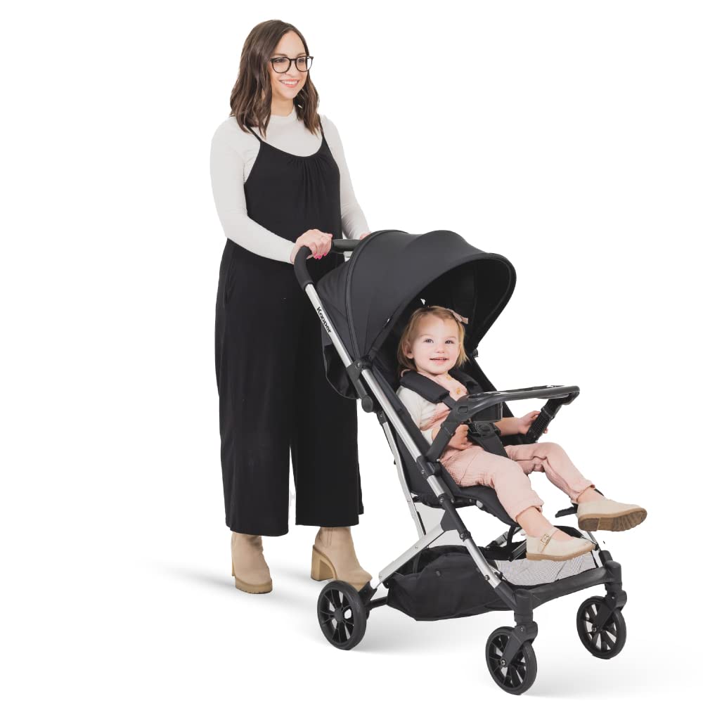 Joovy Kooper Lightweight Baby Stroller Featuring Removable, Swing-Open Tray, Big Wheels, Reclining Seat with Footrest, Extra-Large Retractable Canopy, and Compact Fold (Olive)