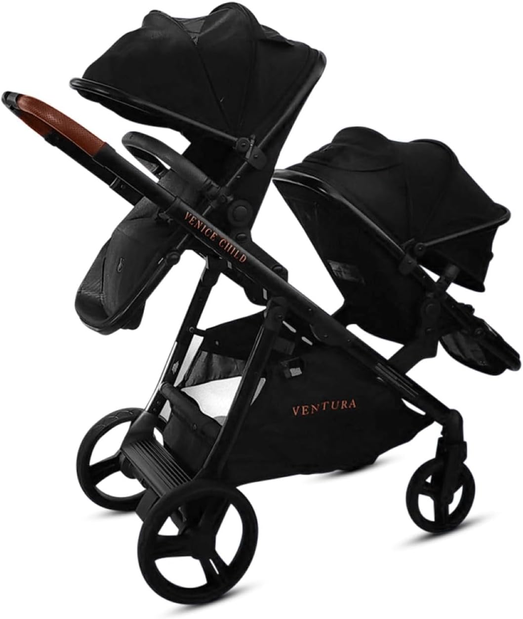 Venice Child Midnight Ventura Single to Double Sit-and-Stand Stroller & 2nd Toddler Seat (Package # 3)