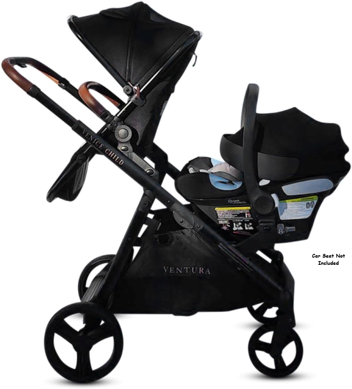 Venice Child Midnight Ventura Single to Double Sit-and-Stand Stroller & 2nd Toddler Seat (Package # 3)