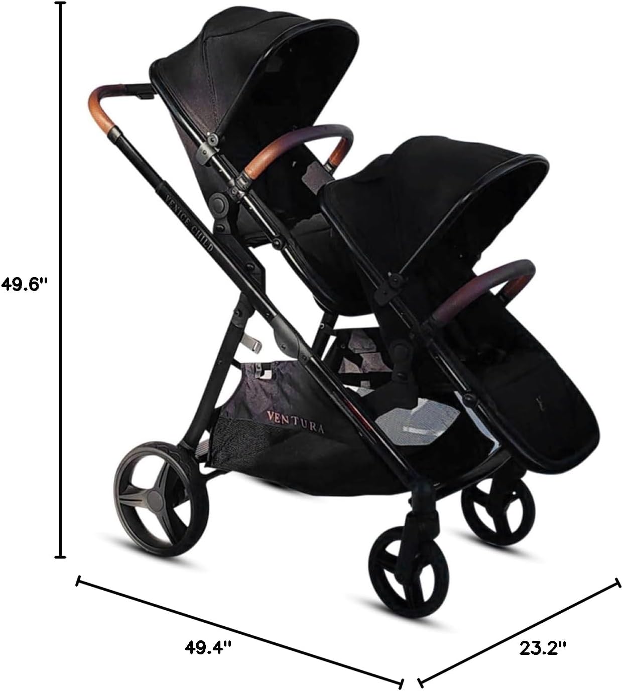 Venice Child Midnight Ventura Single to Double Sit-and-Stand Stroller & 2nd Toddler Seat (Package # 3)