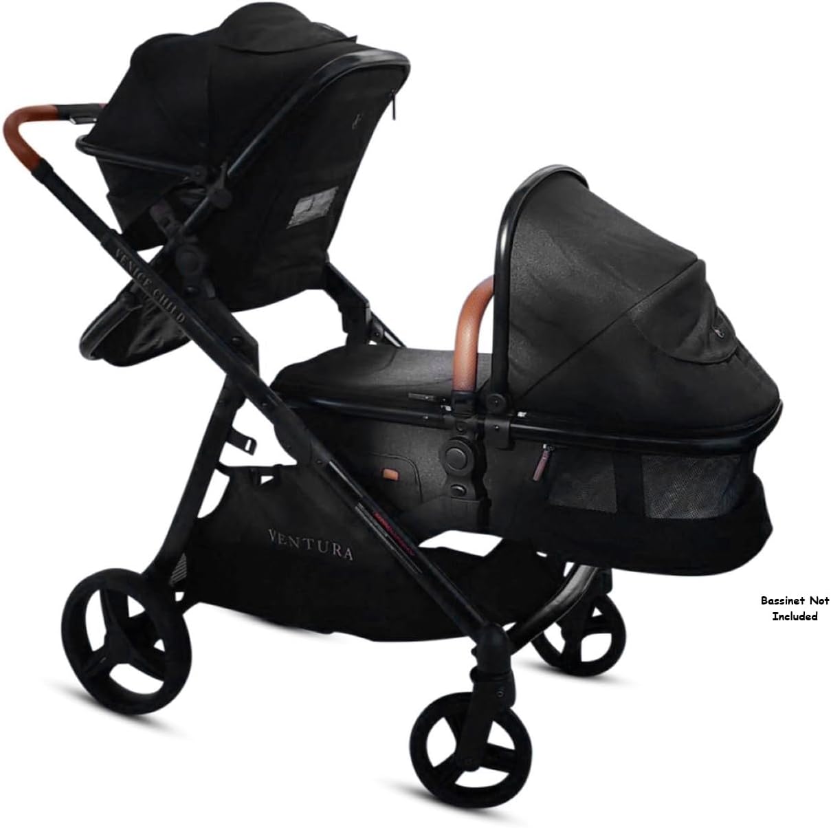 Venice Child Midnight Ventura Single to Double Sit-and-Stand Stroller & 2nd Toddler Seat (Package # 3)