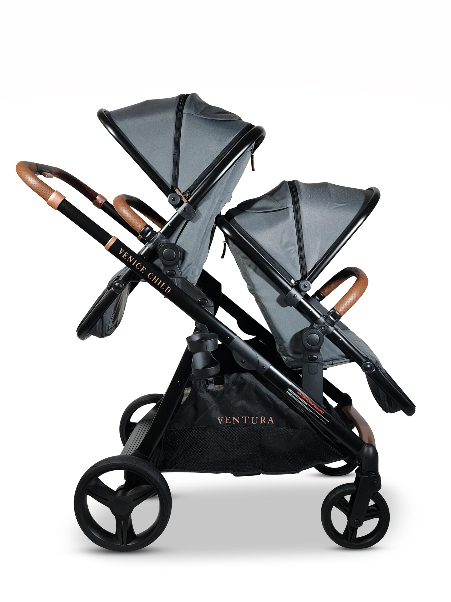 Venice Child Midnight Ventura Single to Double Sit-and-Stand Stroller & 2nd Toddler Seat (Package # 3)