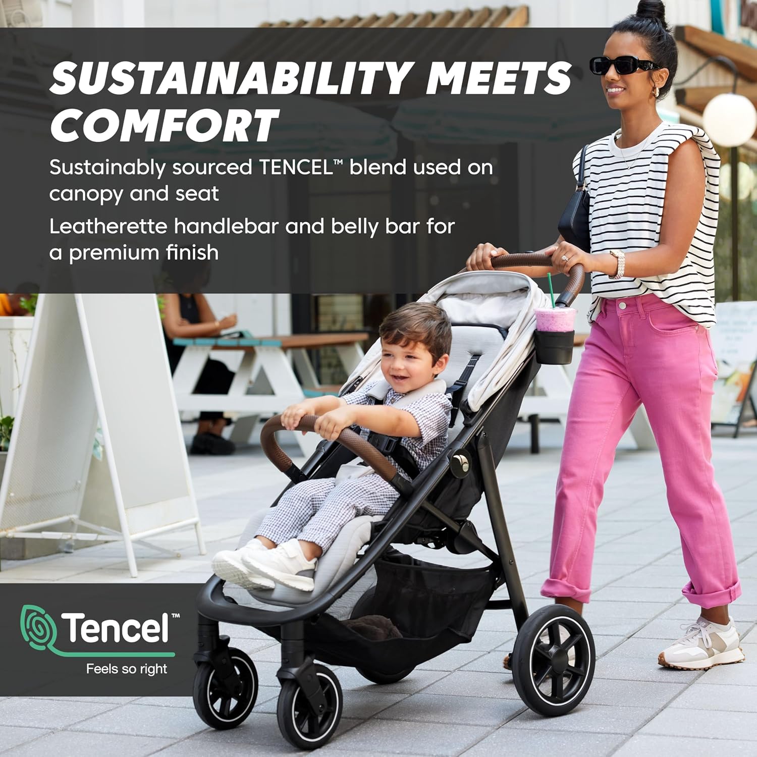 Baby Jogger City Mini Air Lightweight Stroller Rich Black - All-Terrain Wheel Suspension Adjustable Seat with Calf Support Compact Fold