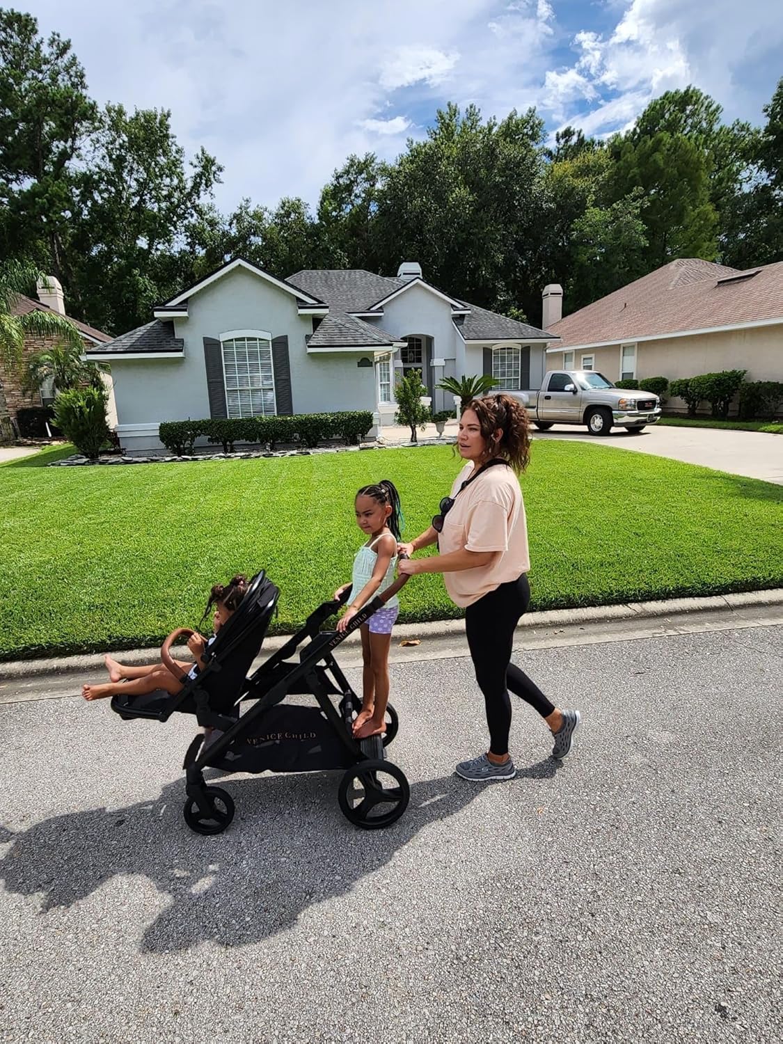 Venice Child Midnight Ventura Single to Double Sit-and-Stand Stroller & 2nd Toddler Seat (Package # 3)
